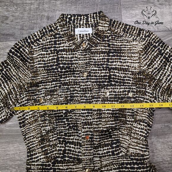 Calvin Klein Short Sleeve Snap Front Tie Belt Dress Size 4 - Picture 3 of 5